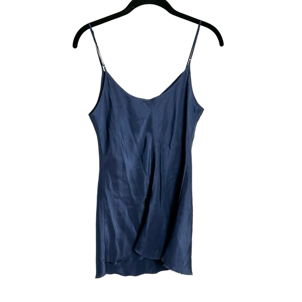 Beautiful People Navy Adjustable Cami Raw Hem Bias Cut Tank EUC SZM - Picture 3 of 4